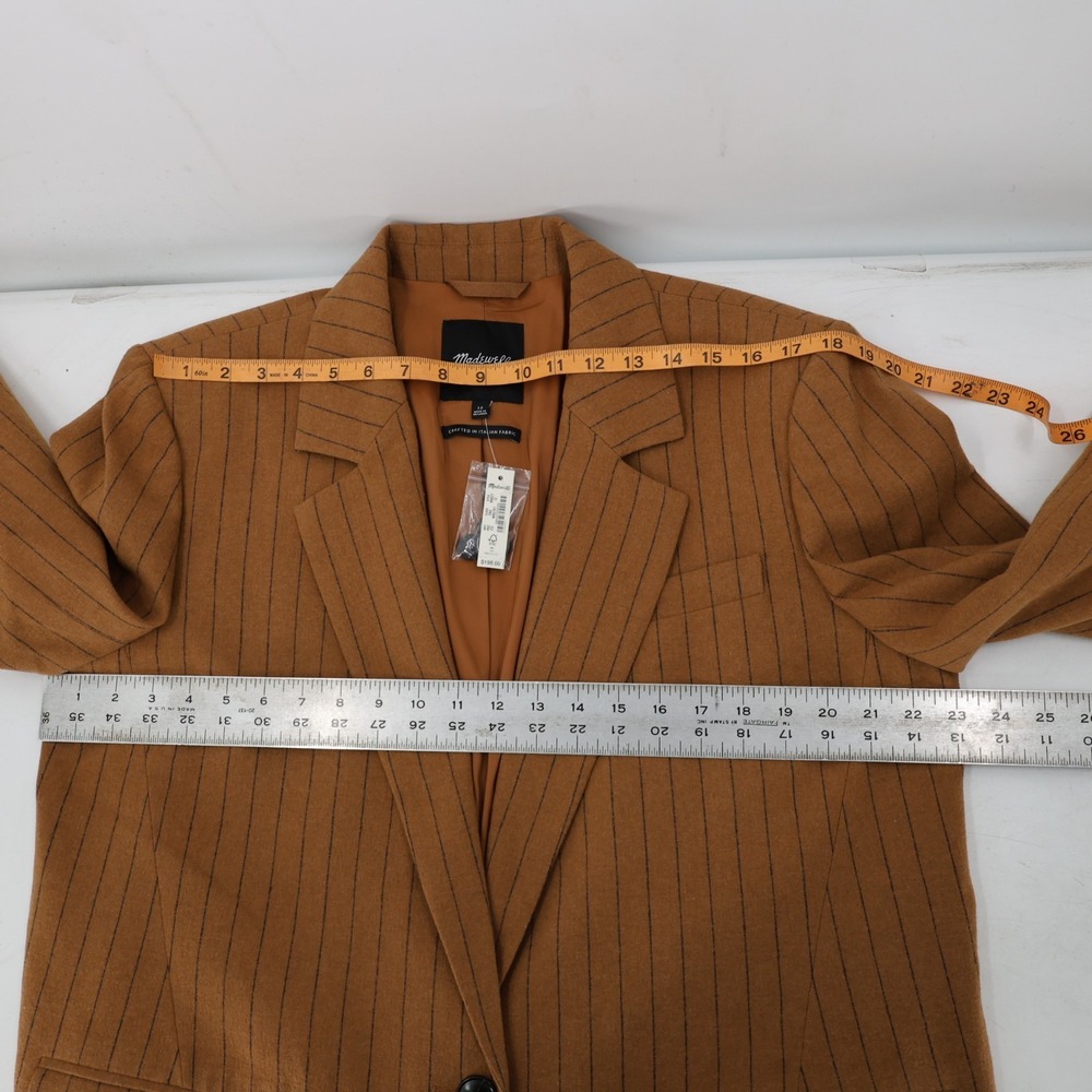 NWT Madewell Blazer Women's 12 Stripe Oversized Brown Pinstripe Notch Lapel wool - Picture 10 of 14